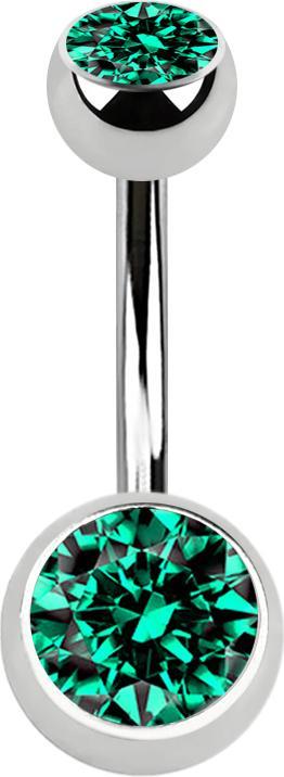 Actual product image Star Piercing Banana silver with two turquoise crystal balls (Surgical steel 316L, without brass)
