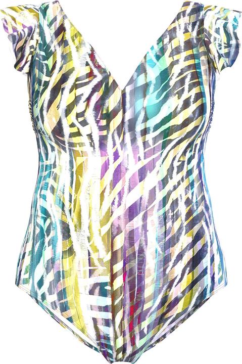 Immagine prodotto Ulla Popken Costume da bagno con righe animalier, coppe morbide e volant (48)