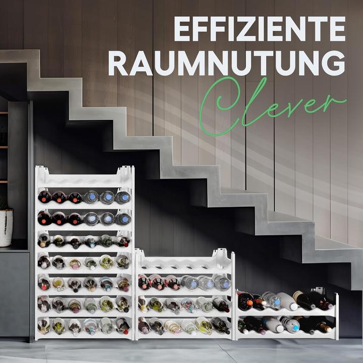 Produktbild Novaliv Weinregal für 36 Flaschen | Flaschenregal weiss | Regal stabilem Kunststoff (Weiss, 6) (60 x 28 x 14 cm, 36 Fl.)