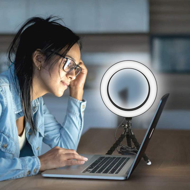 Image du produit JTI Lampe à selfie/annulaire (20 cm) avec trépied malléable (éclairage annulaire)
