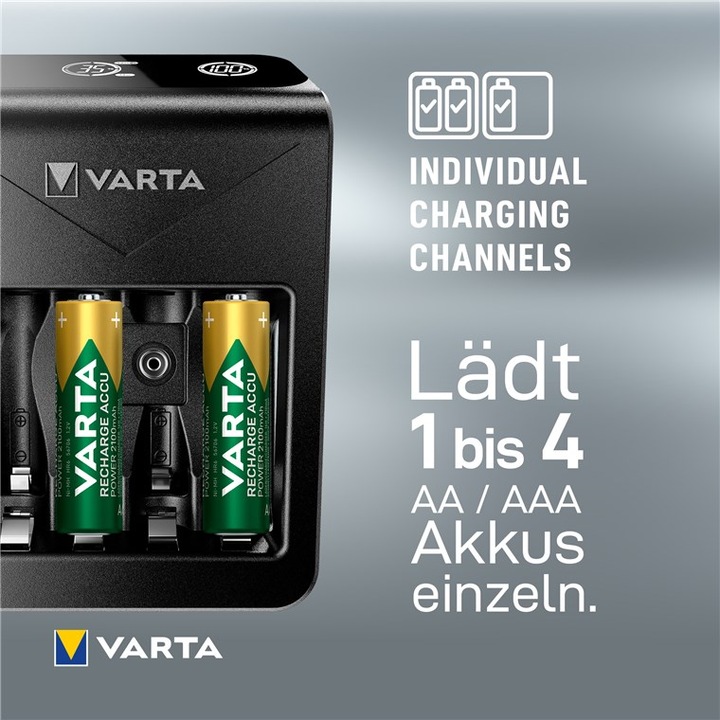 Produktbild Varta LCD Plug Charger+ (1 Stk., AA, 2100 mAh, Ladegerät inkl. Akku)