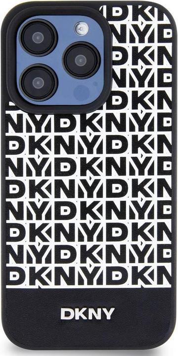Actual product image DKNY PU Leather Repeat Pattern Bottom Stripe MagSafe Case for iPhone 14 Pro Max Black (Apple iPhone 14 Pro Max)