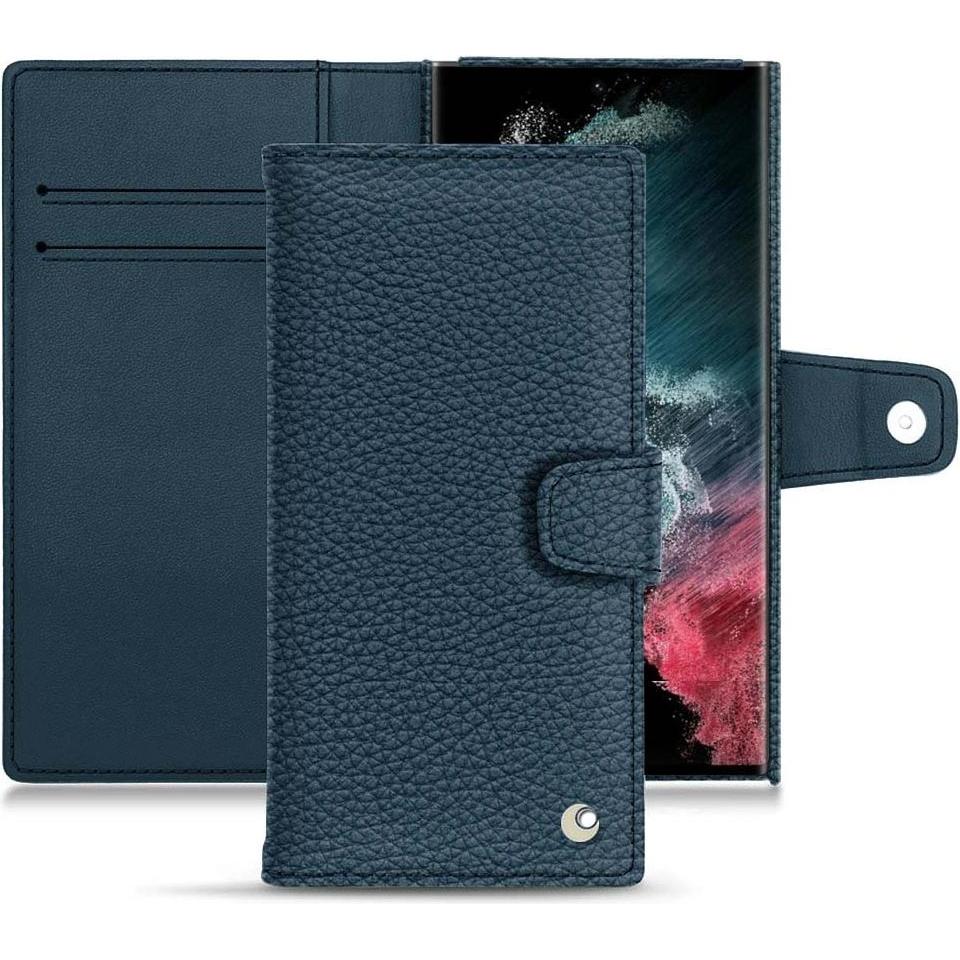 Noreve Lederschutzhülle Wallet (Samsung Galaxy S22 Ultra), Smartphone Hülle, Blau