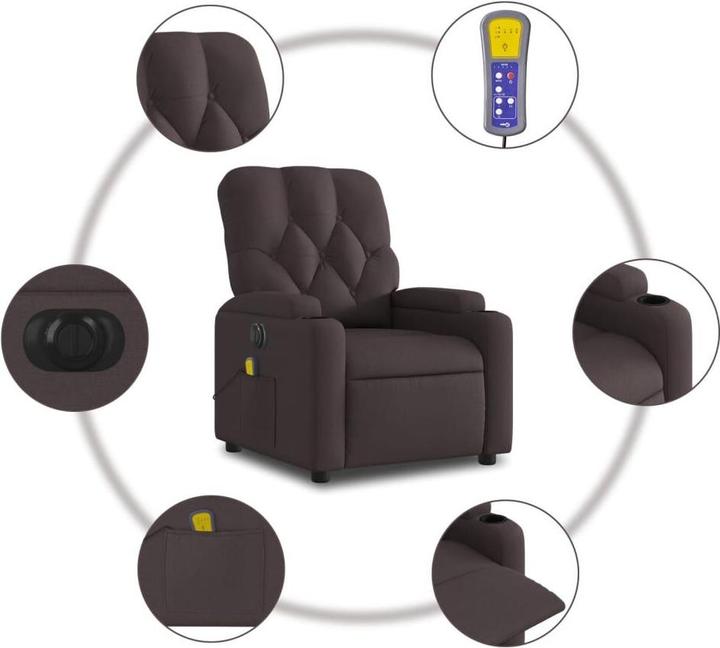 Produktbild vidaXL Massagesessel Fernsehsessel Relaxsessel Elektrisch Dunkelbraun Stoff