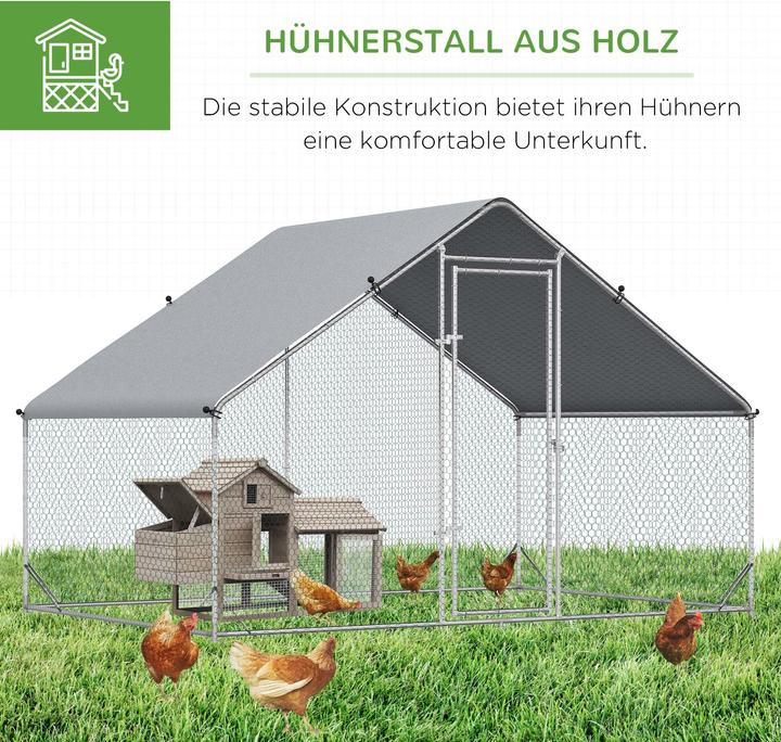 Image du produit PawHut Hühnerstall Stahl, Kunststoff Silber+Grau
