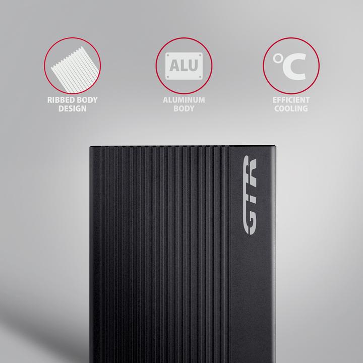 Produktbild Axagon EE25-GTR USB-C 3.2 Gen 2 - SATA 6G, 2.5" externes Festplattengehäuse, geriffelt - schwarz (2.5")
