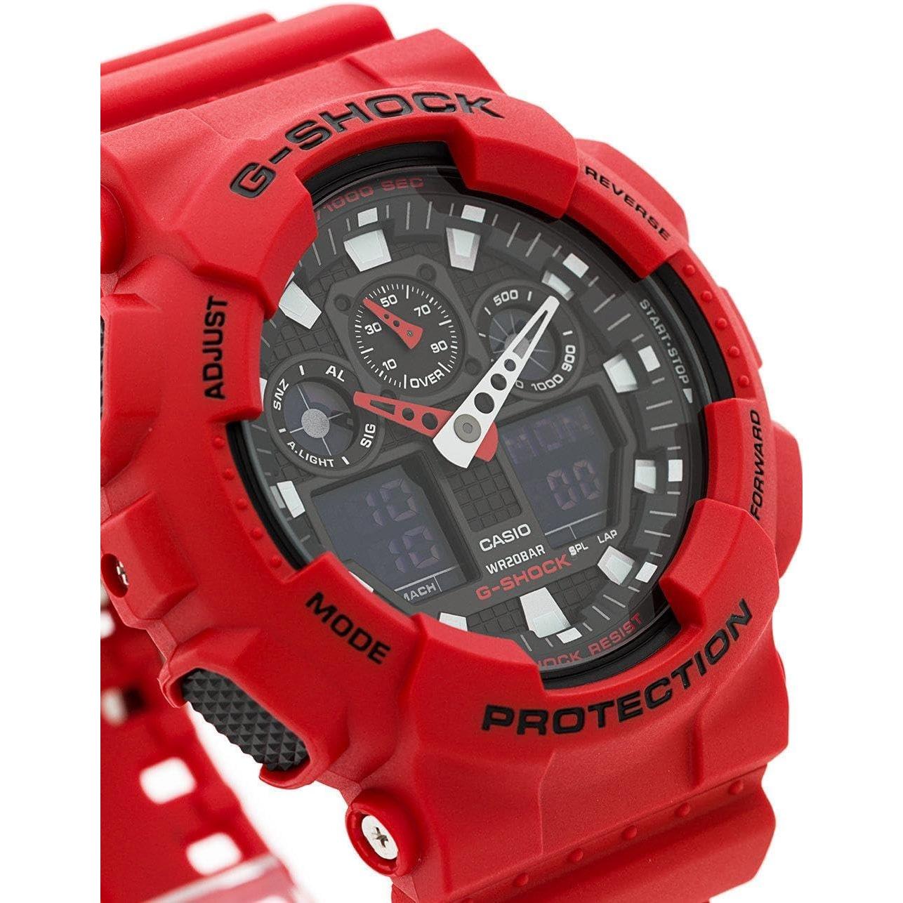 Casio, Armbanduhr, Ga-100b-4aer, Rot, (Analoguhr, Chronograph, Digitaluhr, 51 mm)