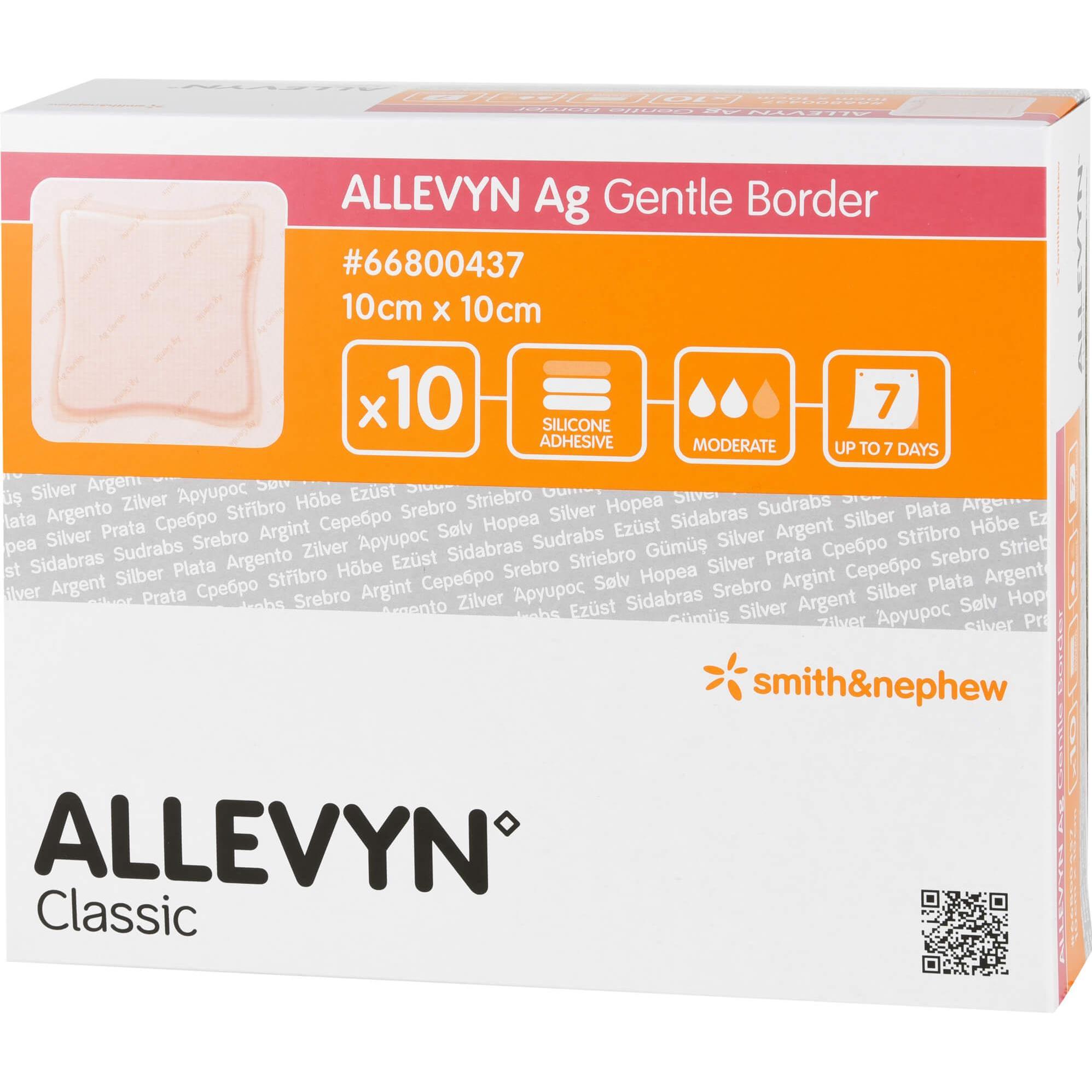 Kohlpharma, Verbandsmaterial, Allevyn Ag Gentle Border 10x10 cm Wundverband, 10 St VER