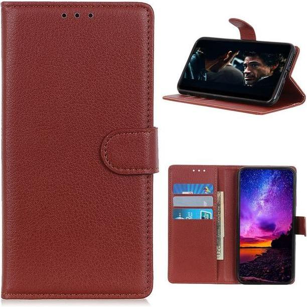 Thumbnail - MU Classic Litchi Leder Bookcover Series (Realme 7), Smartphone Hülle, Braun