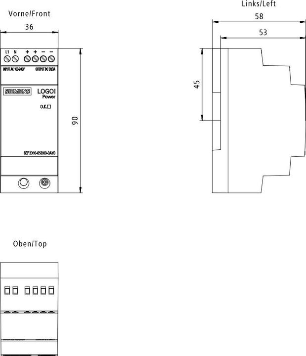 Actual product image Siemens DIN rail power supply (DIN rail