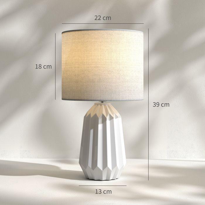 Actual product image Swisshandel24 Tischlampe, Nachttischlampe mit Leinenschirm, Wippschalter, 22x22x39cm, Weiss (E27)