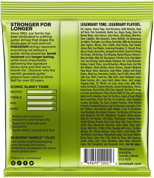 Nährwerte und Zutaten Ernie Ball Slinky Paradigm (6 x, E-Gitarre, 0.05")