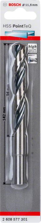 Produktbild Bosch Professional Zubehör Metallspiralbohrer HSS PointTeQ, DIN 338, mit reduziertem Schaft, 11,5 mm (11, 11.5 cm, 11.5 mm, 50)