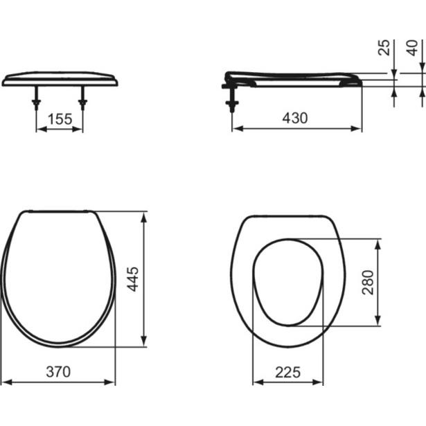 Thumbnail - Ideal Standard, WC Deckel, Connect Freedom WC Sitz mit Stangenscharnier K7121