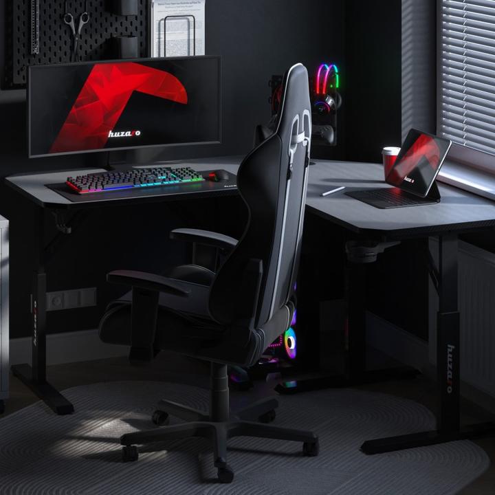 Produktbild Huzaro Verstellbarer Eck-Gaming-Schreibtisch Hero 7.3 Schwarz 140 cm