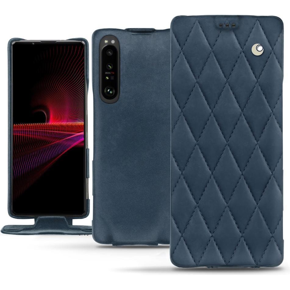 Noreve Lederschutzhülle vertikal (Sony Xperia 1 III), Smartphone Hülle, Blau