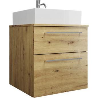 burgbad, Badmöbelset, Eqio Keramik-Aufsatzwaschtisch, quadratisch mittig, inklusive Waschtischunterschrank, Breite