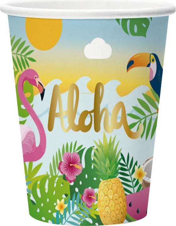 Produktbild Globos Europe Aloha Pappbecher 210ml - 8 Stück. (8x)