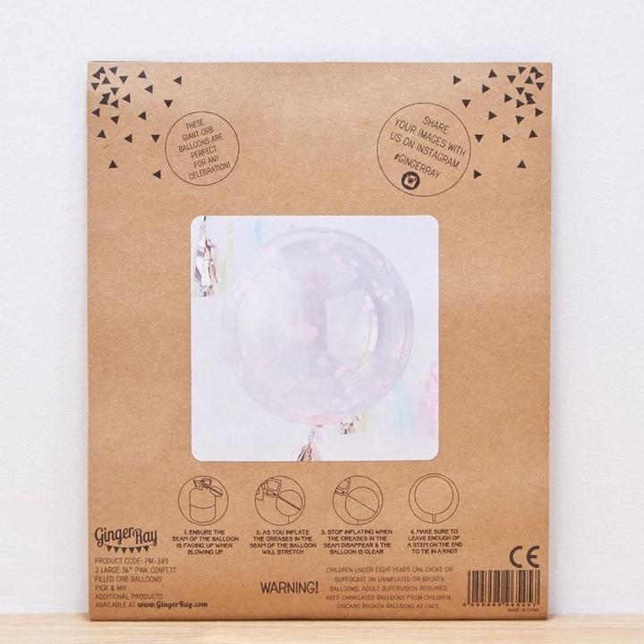 Image du produit Ginger Ray Ballons confettis XXL - Rose en lot de 3 (3 x)