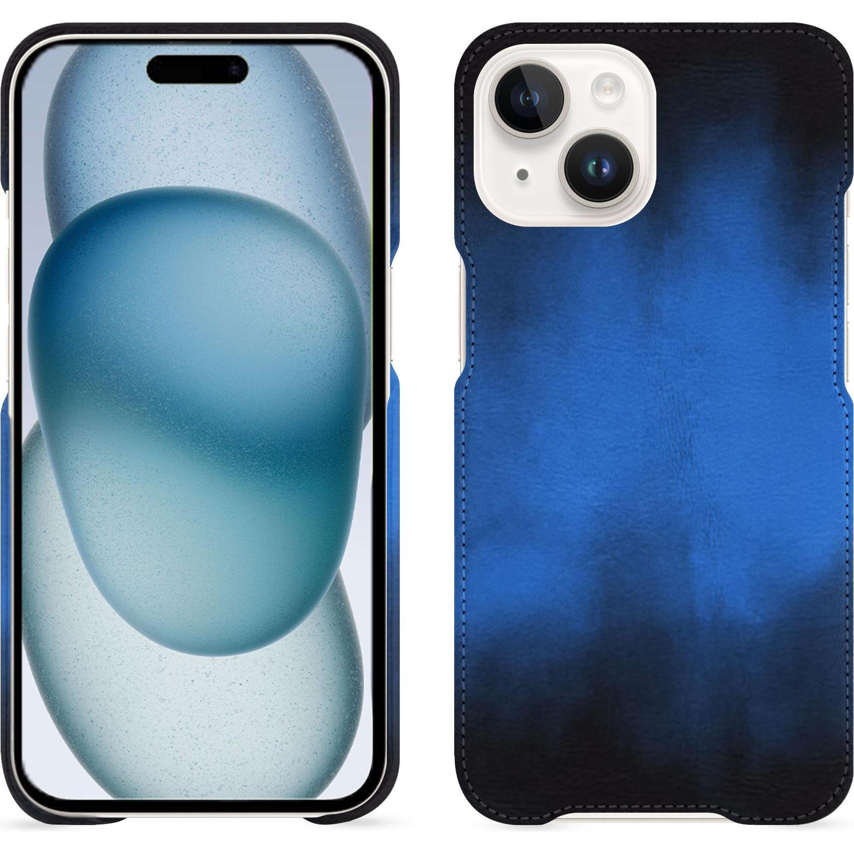 Noreve Lederschutzhülle (Apple iPhone 15), Smartphone Hülle, Blau
