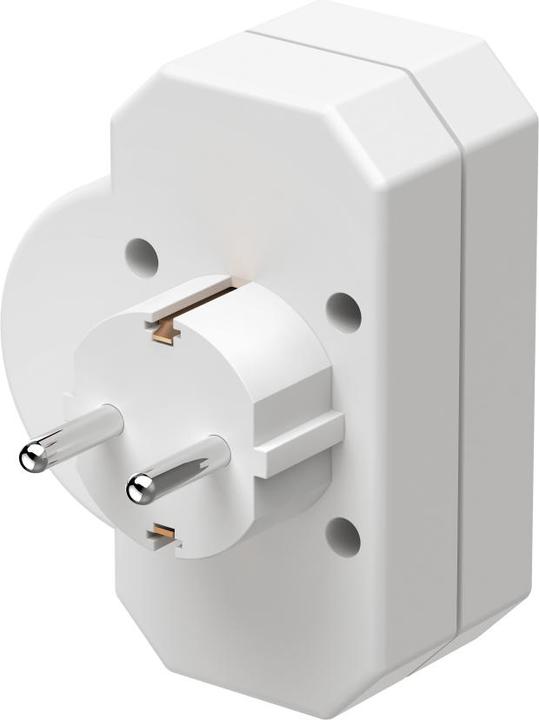 Image du produit Hama Adaptateur de prise 3x, 1x contact de protection, 2x Euro, interrupteur, blanc (CEE 7/3, 3 x)