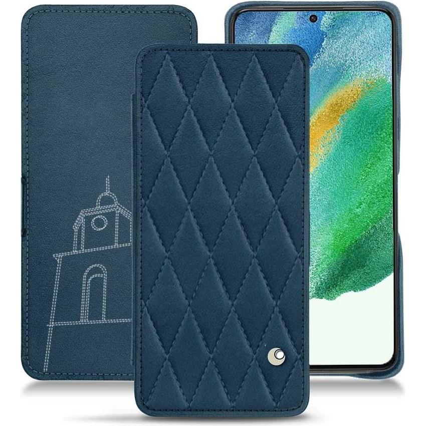 Noreve Lederschutzhülle Samsung Galaxy S21 FE (Samsung Galaxy S21 FE), Smartphone Hülle, Blau