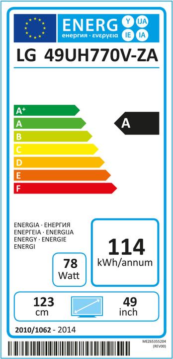 Label énergétique LG 49uh770v (49", LCD, 4K)