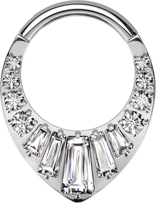Immagine prodotto Star Piercing Anello micro segmento incernierato in argento con cristalli rotondi e baquette argento (senza ottone, Titanio)