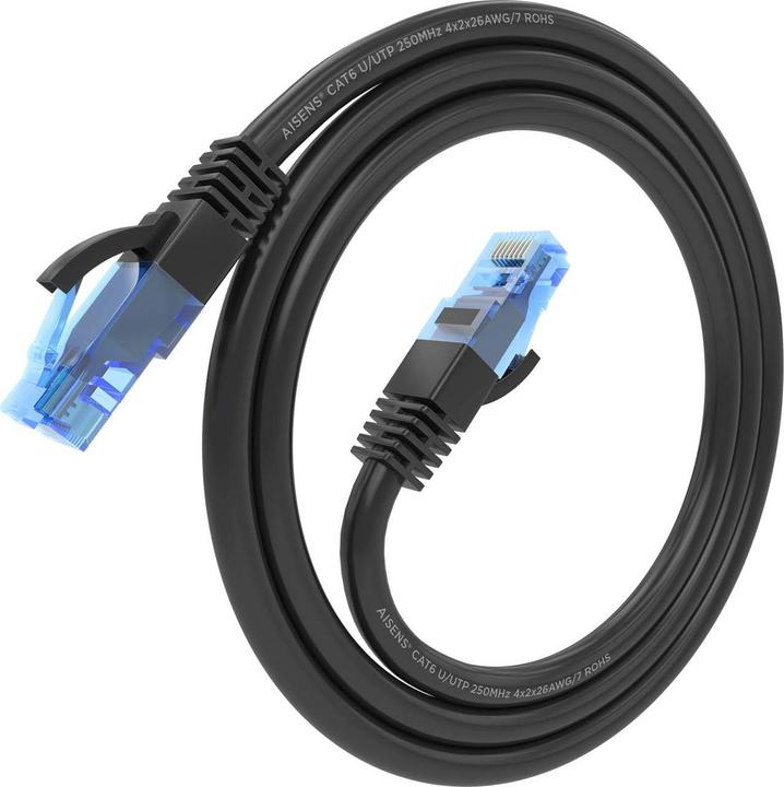 Immagine prodotto Aisens CAVO ROSSO LATIGUILLO RJ45 CAT.6 UTP AWG26 CCA NEGRO 0,5M (U/UTP, CAT6, 0.50 m)
