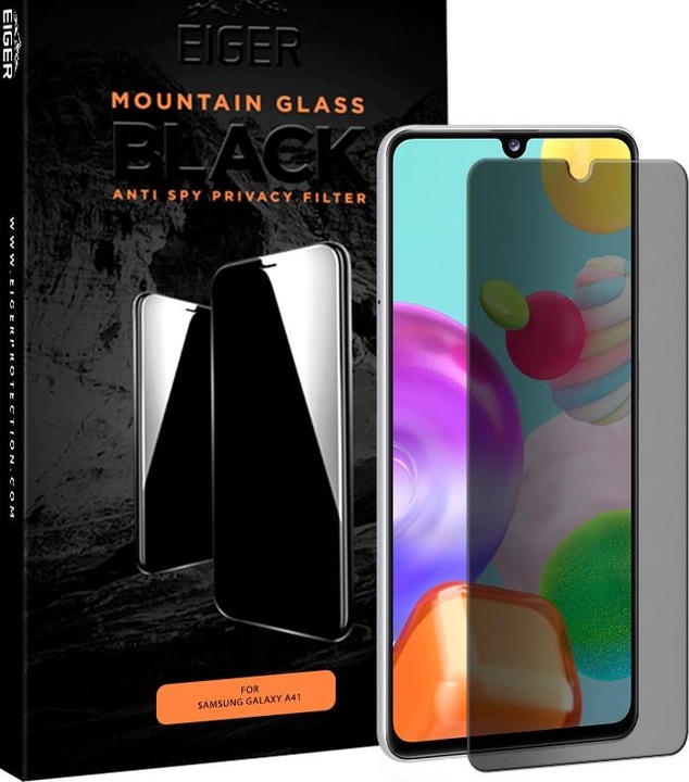 Actual product image Eiger Mountain Glass Black (1 Piece, Samsung Galaxy A41)