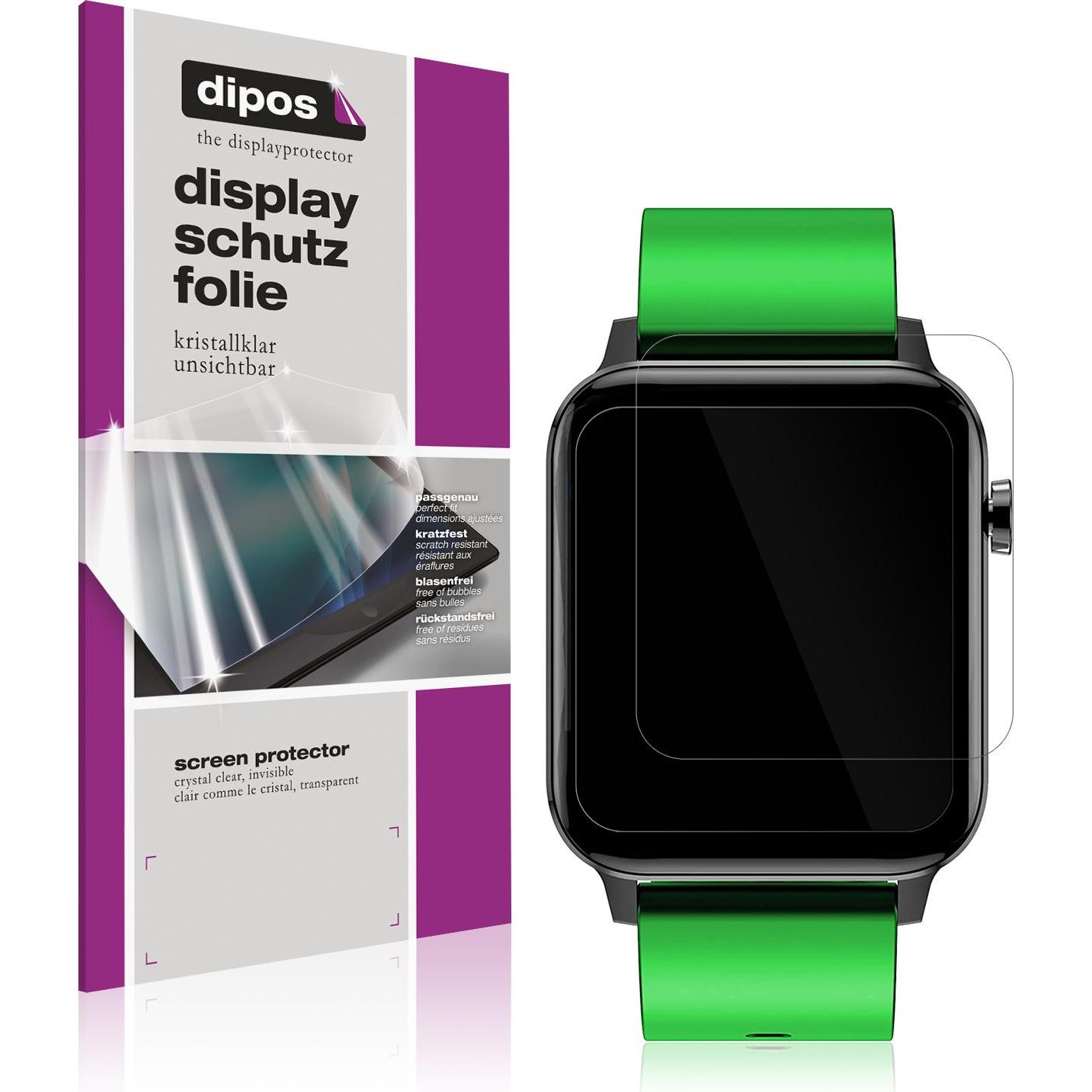 Dipos Displayschutzfolie Crystalclear, Smartwatch Schutzfolie, Transparent