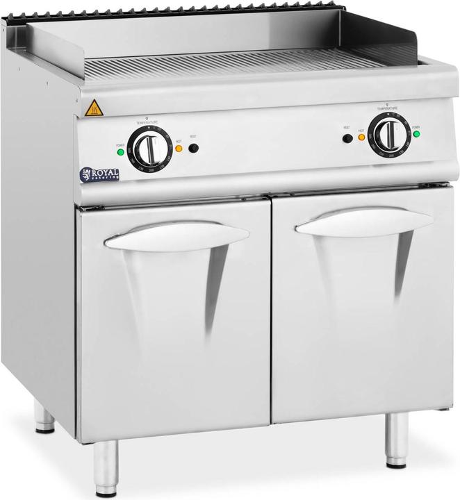 Royal Catering Doppel-Elektro-Grillplatte Unterschrank 10,8 kW gerillt bis 300 °C Griddleplatte (10.80 kW)
