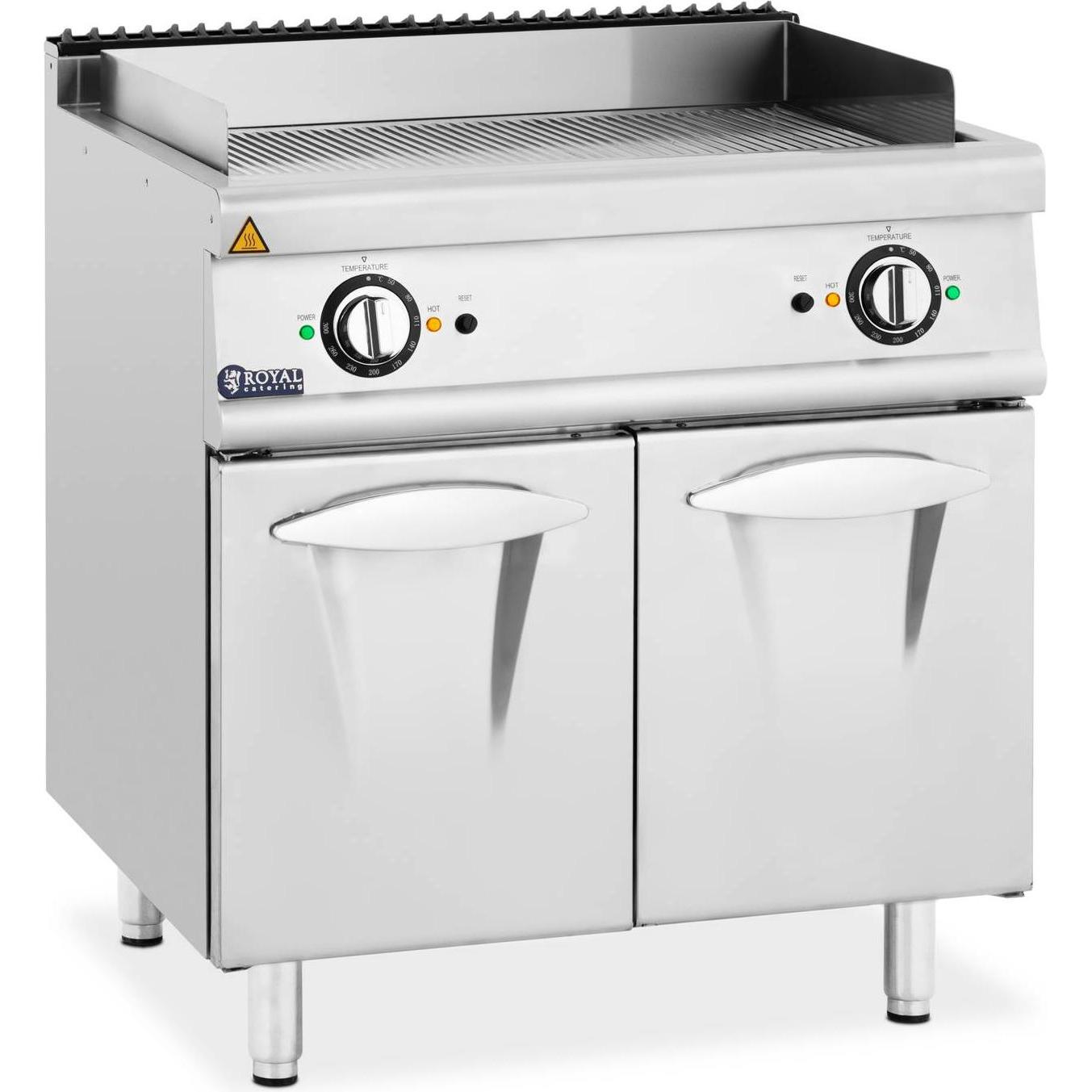Royal Catering, Elektrogrill, Doppel-Elektro-Grillplatte Unterschrank 10,8 kW gerillt bis 300 °C Griddleplatte (10.80 kW...