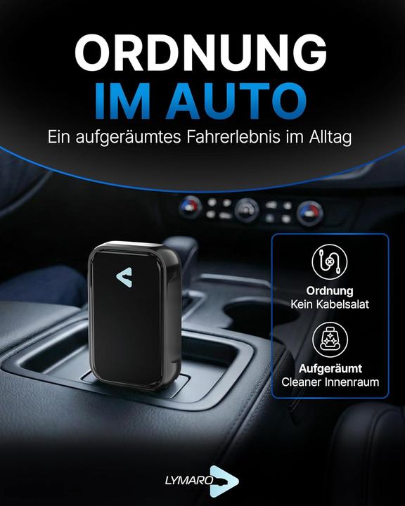 Produktbild Lymaro Auto-Nachrüstadapter für kabelloses CarPlay & Android Auto