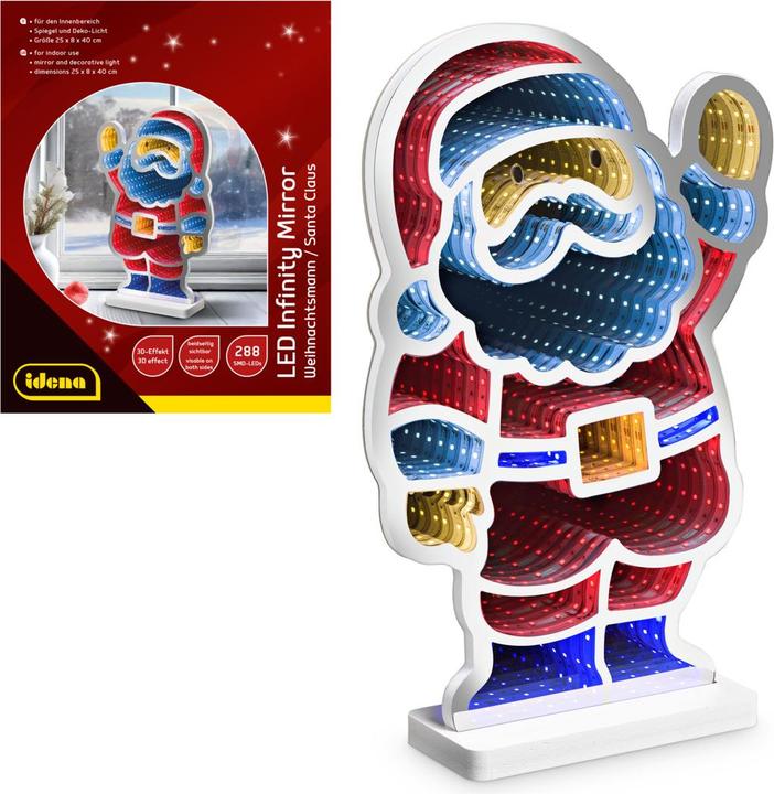 Idena LED Infinity Mirror Weihnachtsmann 25x8x40cm