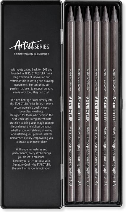 Actual product image Staedtler Mars Lumograph pure graphite 100G solid graphite pencils (2 mm, 2B, 4B, 6B, 8B, 6x)