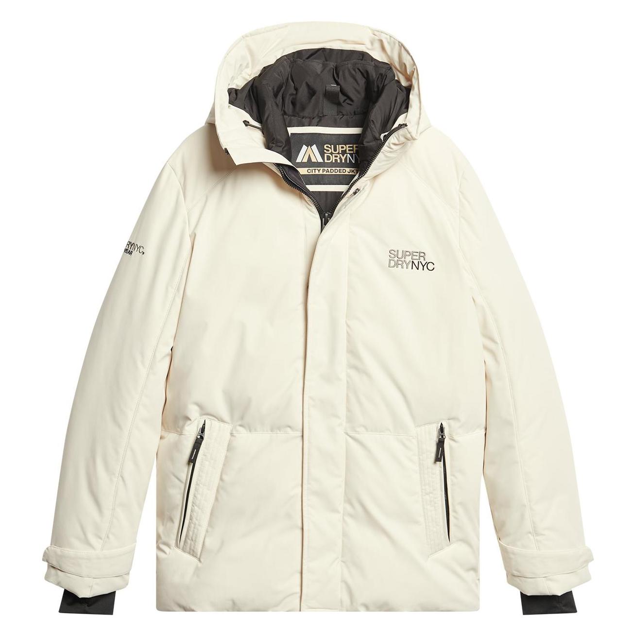 Superdry, Herren, Mäntel, Wattierter City Windparka Mit Kapuze, Weiss, Grau