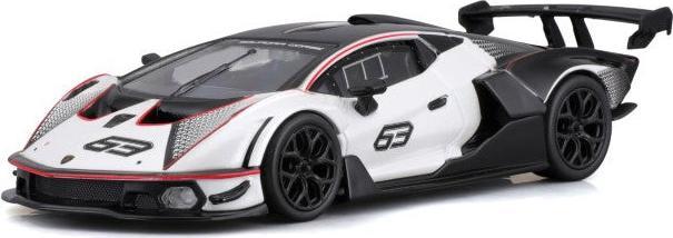 Actual product image Bburago 41167 Race - Lamborghini Essenza SCV12 #63 - 1:32 - bianco