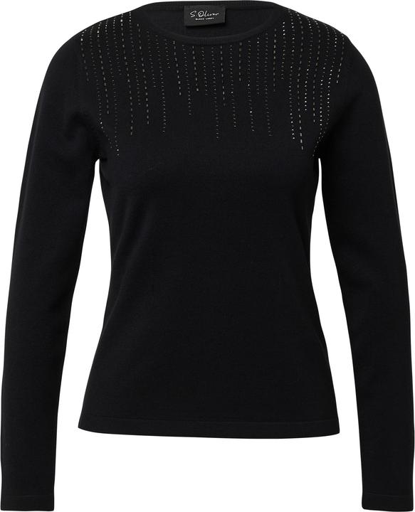 Produktbild s.Oliver Strickpullover Feinstrick-Pullover im Slim Fit mit Schmucksteinen (48)