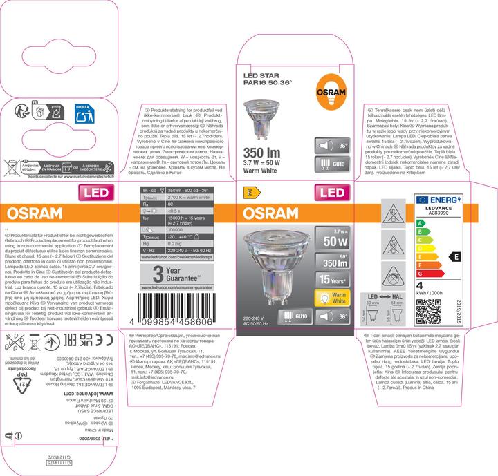 Produktbild Osram LED Leuchtmittel LED STAR 4099854458606 (GU10, 350 lm, 1x)