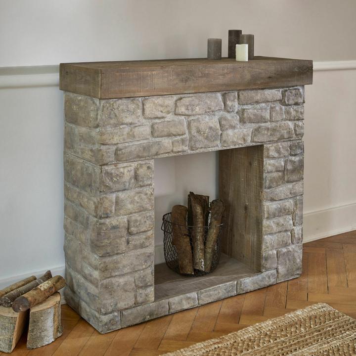 Produktbild Loberon Kaminkonsole Evreux antikgrau (125 x 50 x 110 cm)