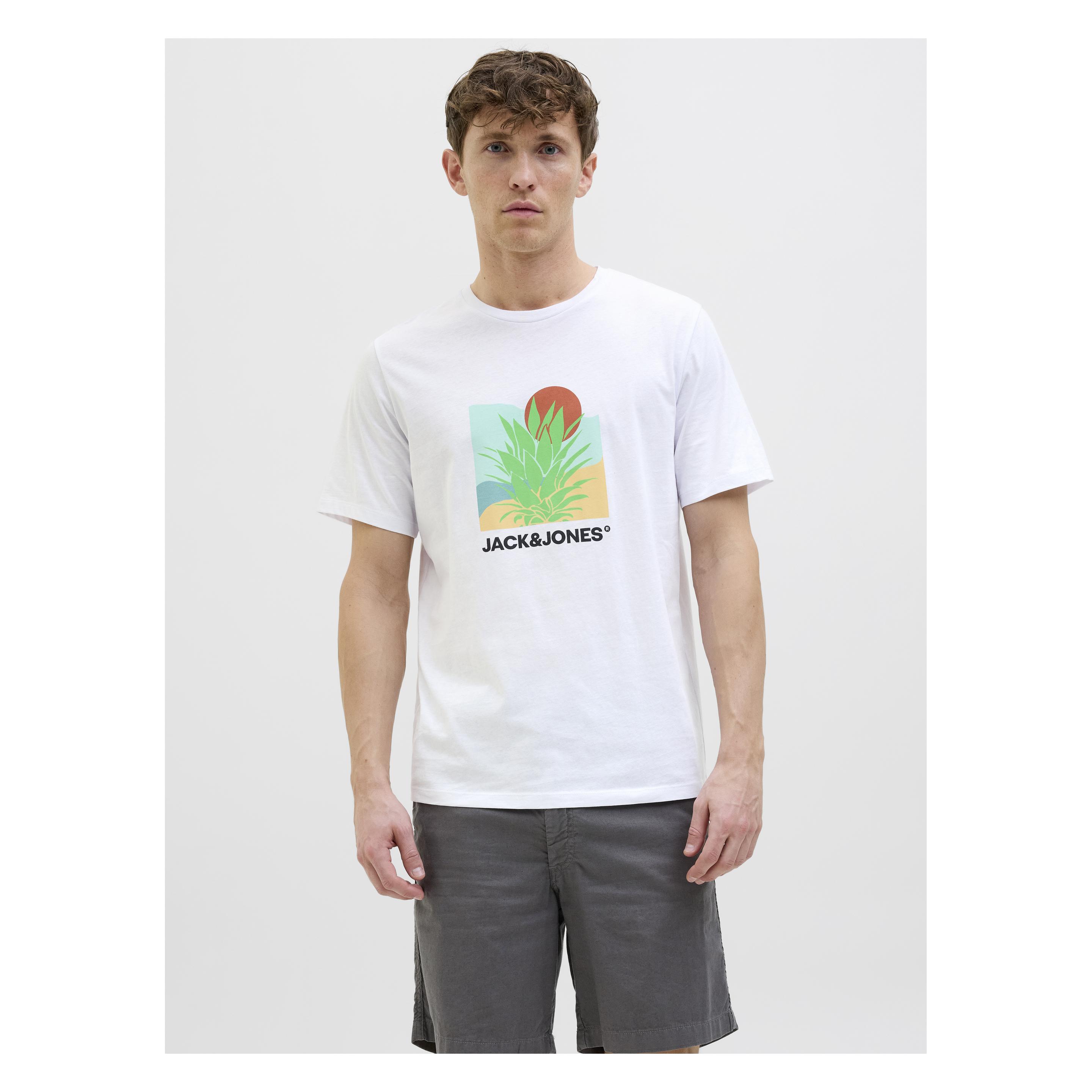 Jack & Jones, Herren, Shirts, Jjbarbados Tee Ss Crew Neck, Weiss, (Xxl)