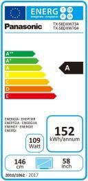 Energy Label Panasonic Tx-58dxw734 (58", LCD, 4K)