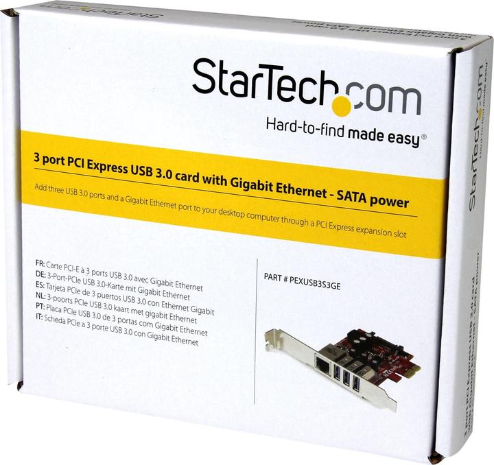 Image du produit StarTech CARTE PCIE USB 3.0 3 PORTS + GBE