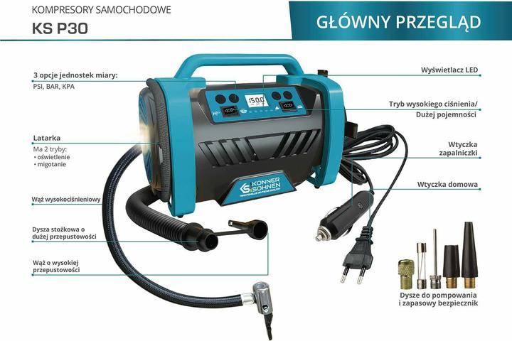 Produktbild Könner & Söhnen Kompresor samochodowy KS P30 KÖNNER&SÖHNEN (10.34 Bar)