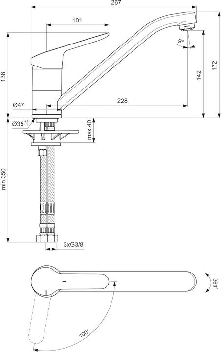 Produktbild Ideal Standard Niederdruckarmatur Ceraflex chrom glnzend BC130AA