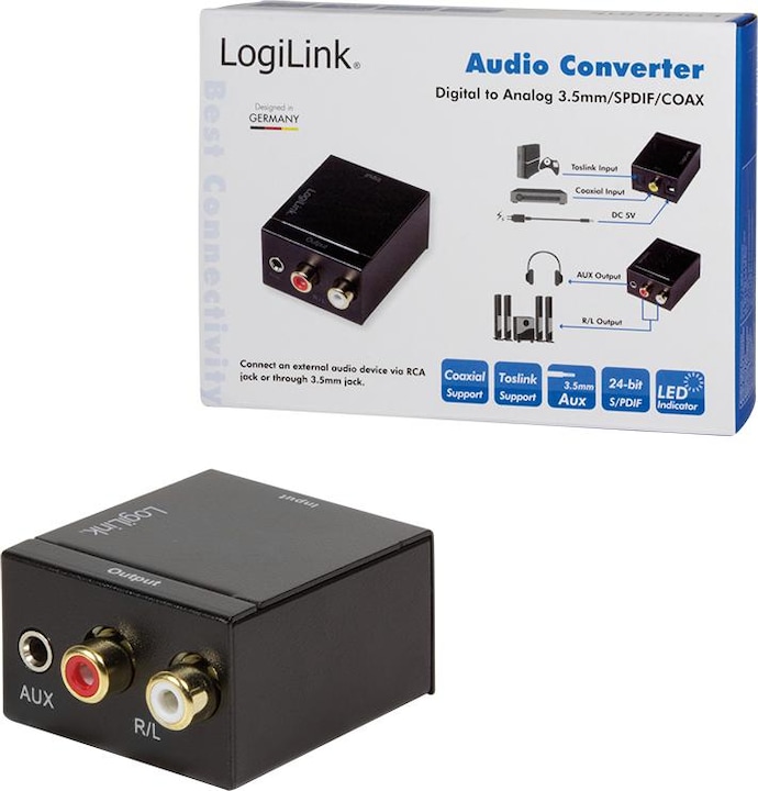 Actual product image LogiLink Coaxial and Toslink Adapter (Digital -> Analog)