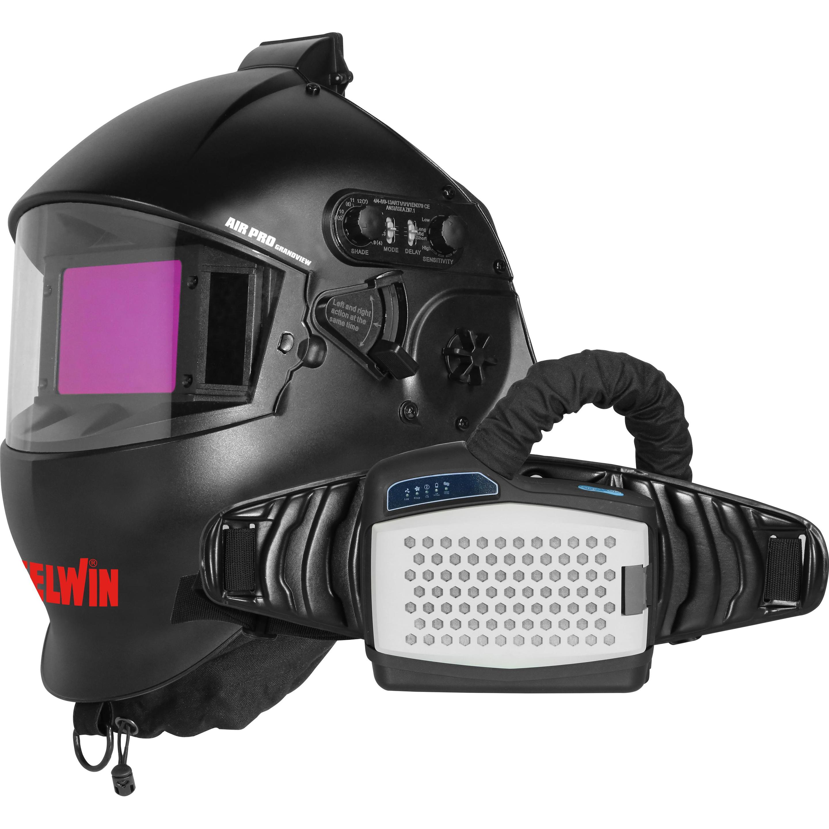 Telwin, Occhiali protettivi + visiera, Air Pro Grandview Automatische Lashelm MMA/MIG-MAG/TIG + PAPR-luchtfilter