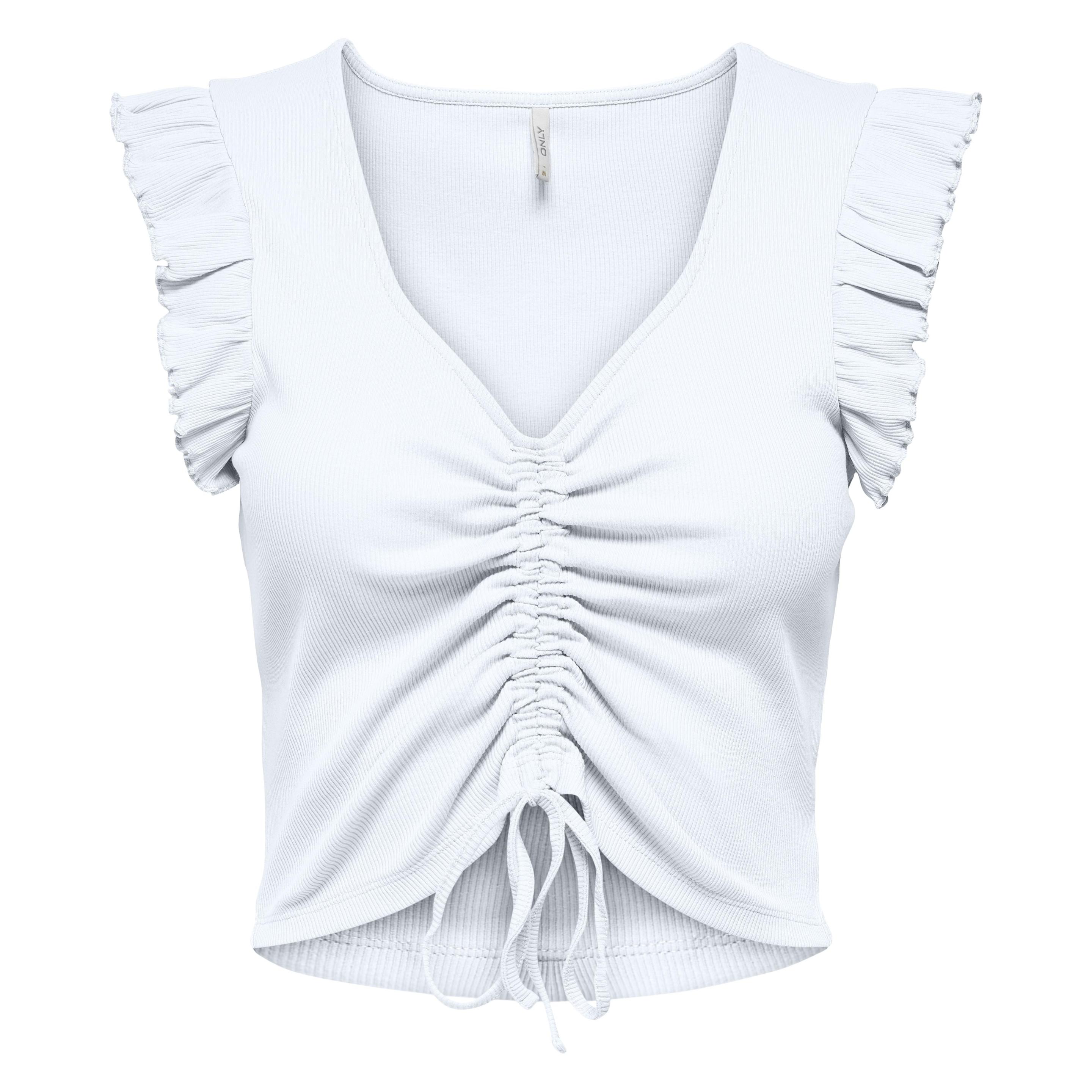 Only, Damen, Blusen, Onllaila Life S/L Ruching Top Jrs, Weiss, (L)