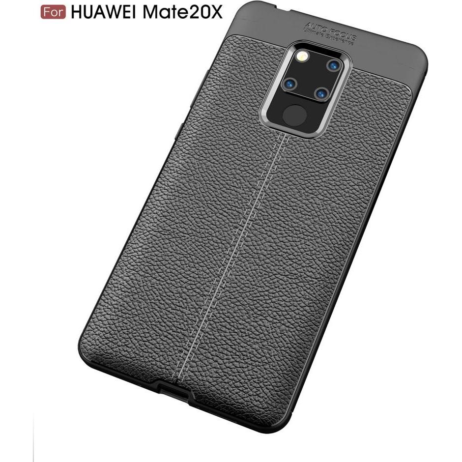 Thumbnail - Screenguard Huawei Mate 20 X Hülle Leather Design TPU Cover (Huawei Mate 20 X), Smartphone Hülle, Schwarz